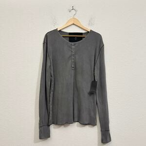 ROGUE STATE Henley Shirt Brown Waffle Knit LS Thermal Minimalist NWT